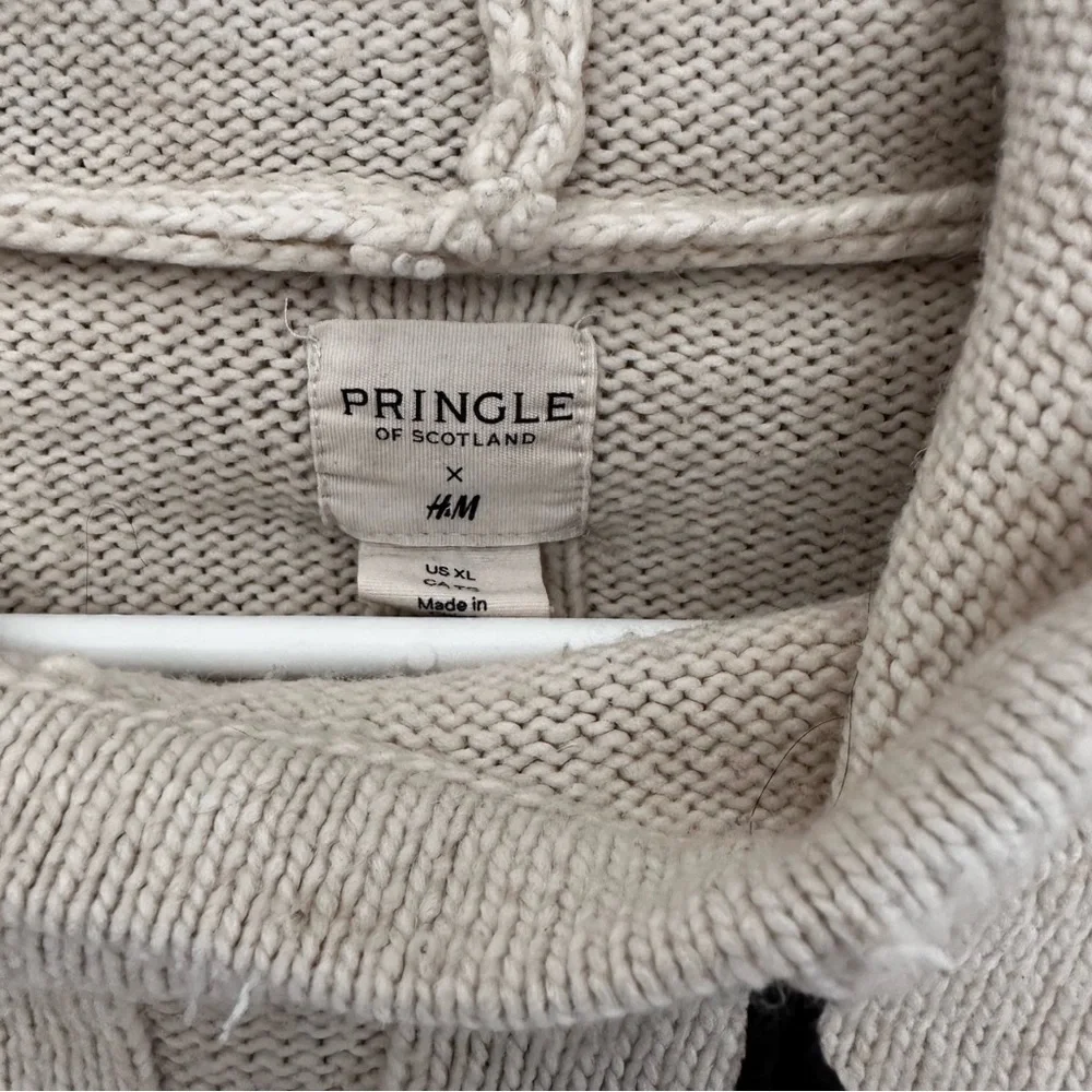 Pringle of Scotland x H&M Oversized Hoodie Sweater Wool Blend Cream & Black XL - Picture 7 of 13